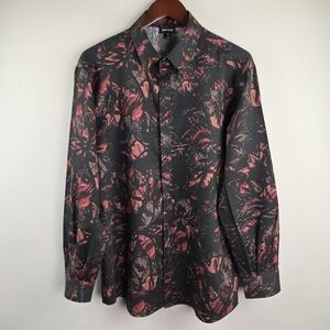 Just Cavalli Shirt Mens 54 Multicolor Long Sleeve Button Up All Over Print